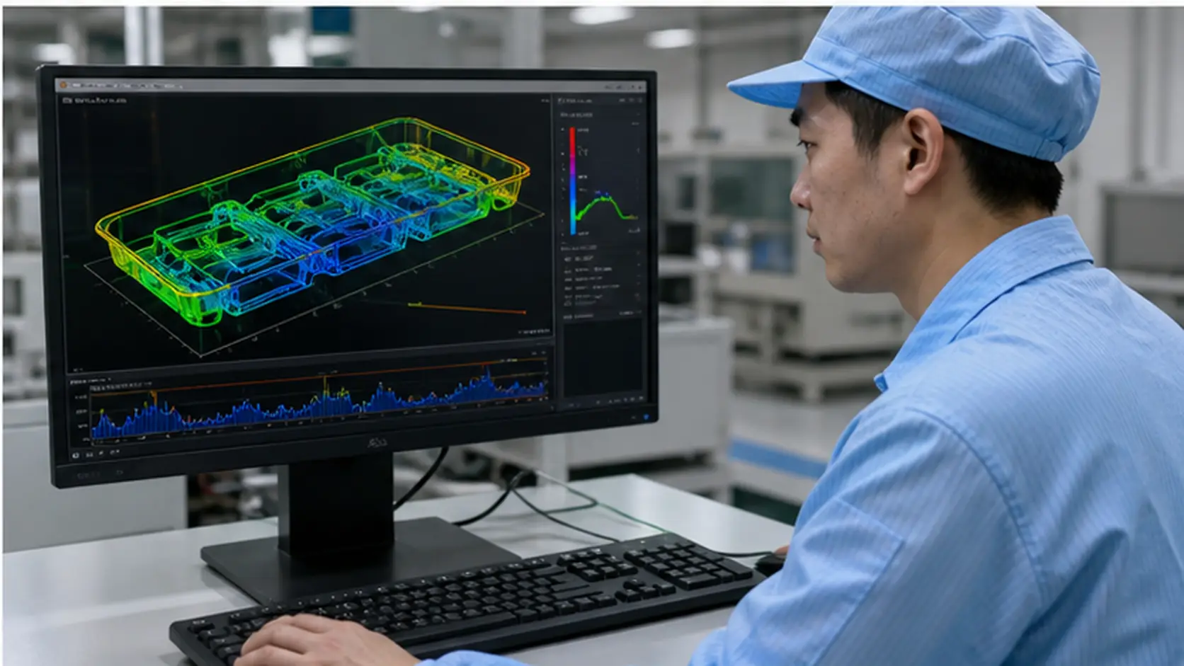 透明托盘 3D 轮廓检测系统 在透明医疗托盘与吸塑包装检测产线运行的工业视觉现场